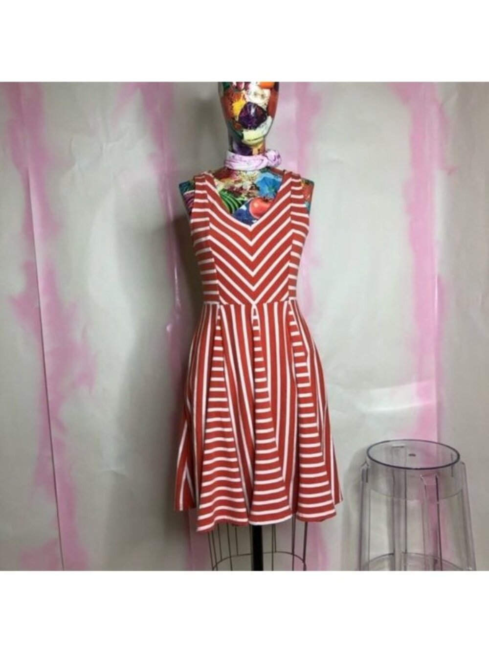 Anthro Striped Day Dress Swing Keyhole Saturday/Sunday Fit Flare